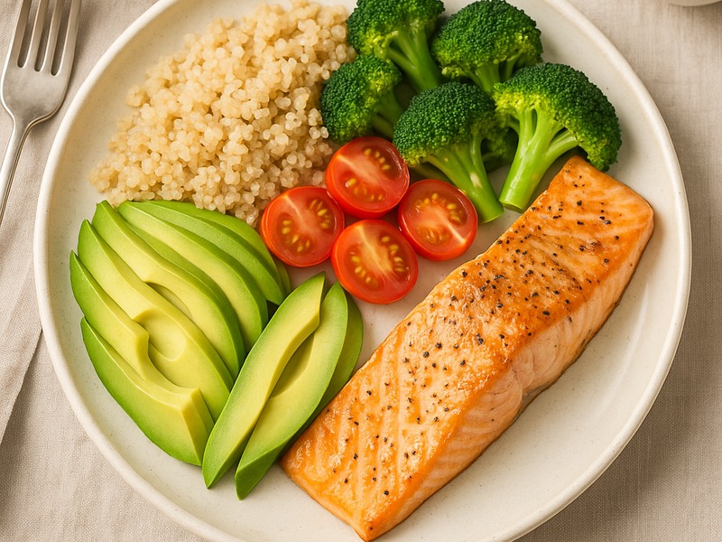 Pasto sano con verdure e proteine